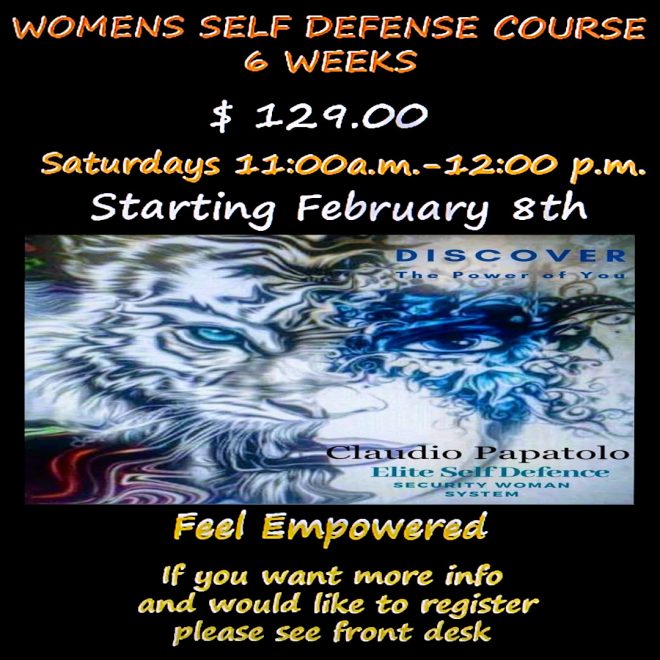 Women's Self Defence Saturday 11am starting February 8